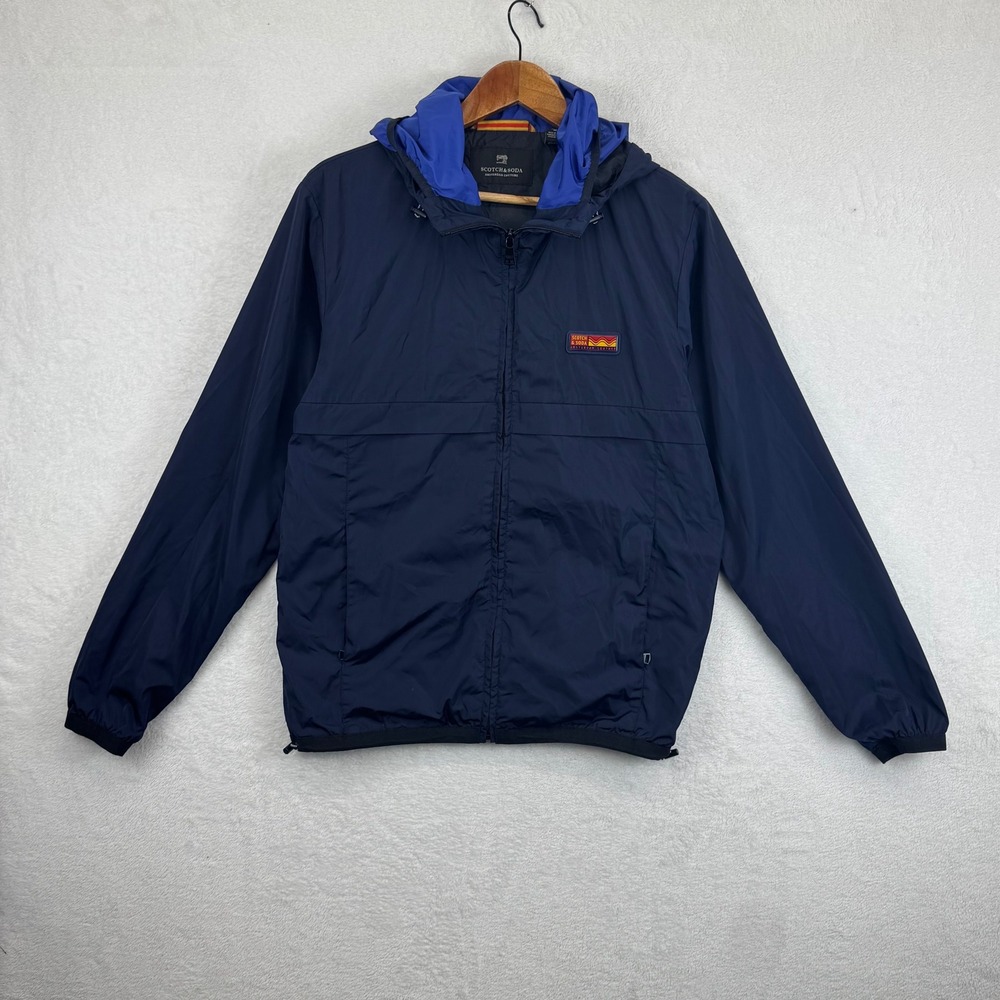 Scotch Soda Amsterdam Couture Lightweight Hooded Jacket Navy Blue Men's Size M